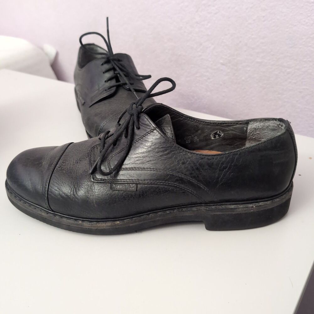 Mephisto Shoe Mens Size US 9.5 Black Oxford Cap Toe Goodyear Welt Vibram Gumlite